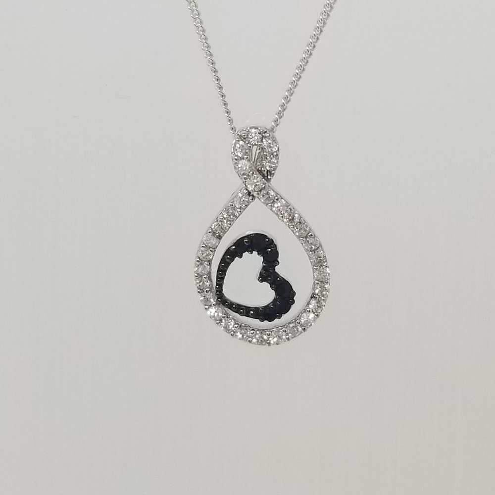 Necklace Sterling Silver 925 Infinity Black Heart